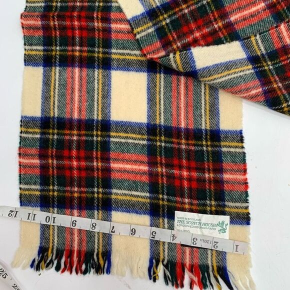 THE SCOTCH HOUSE 100% wool red plaid scarf mens womens unisex - Picture 3 of 5